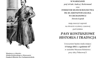 Zaproszenie na otwarcie wystawy "Pasy Kontuszowe. Historia i Tradycja."